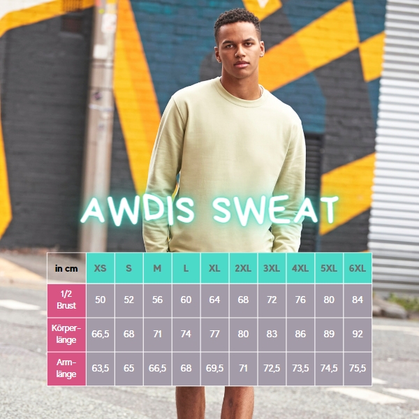 AWDis Sweat JH030 Groessentabelle