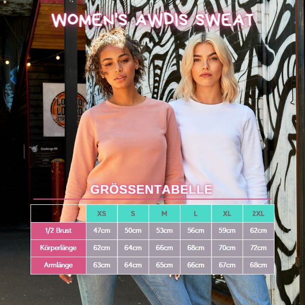 Women's AWDis Sweat JH030F Groessentabelle