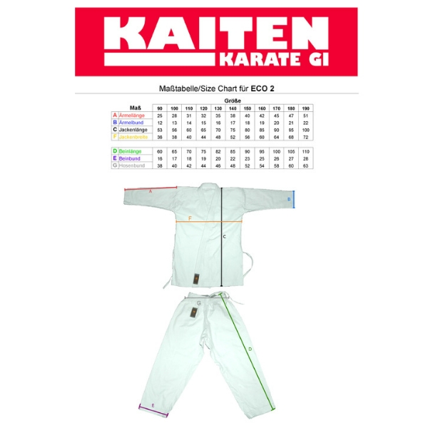 KAITEN Eco 2 Groessentabelle